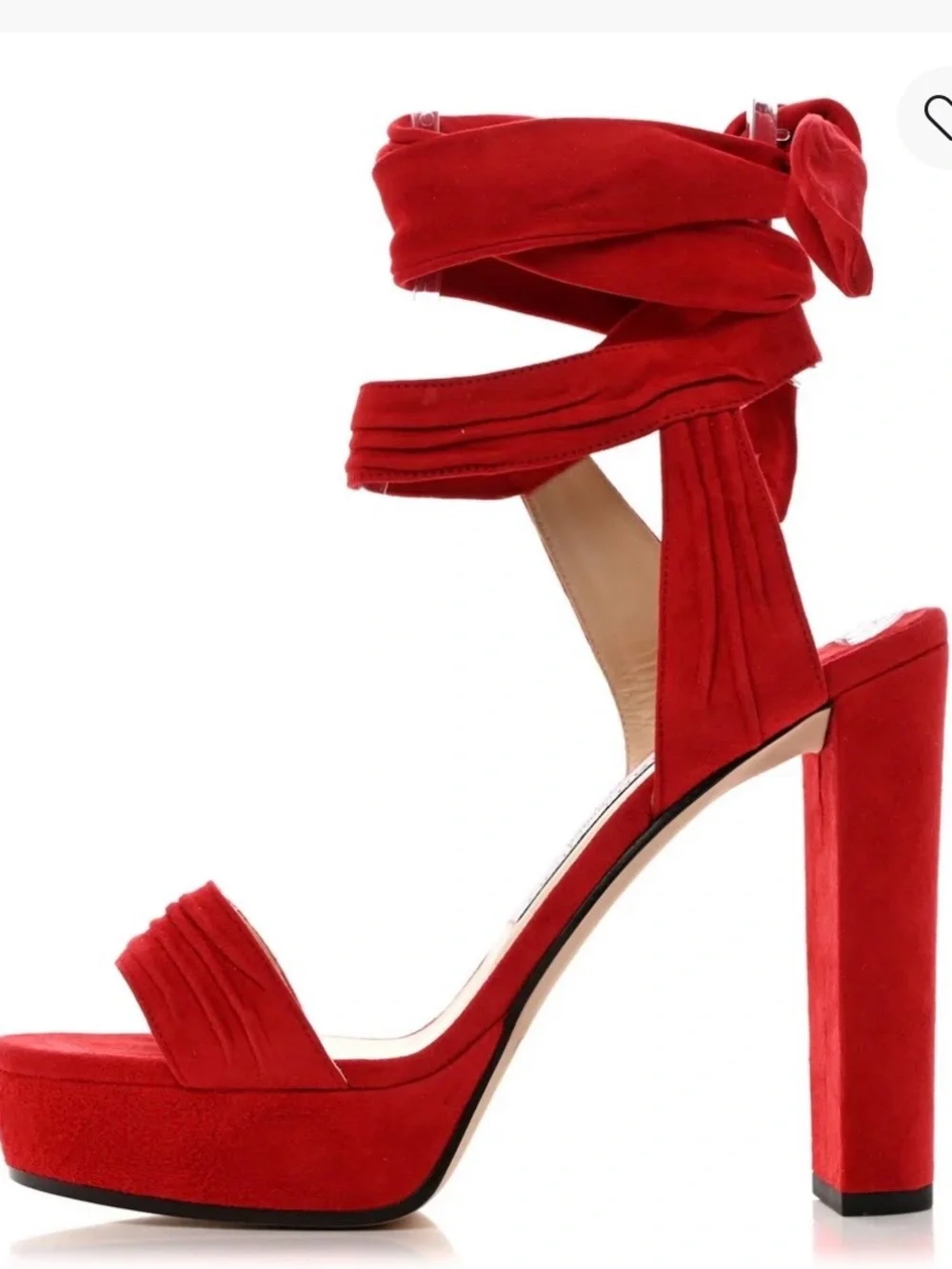 Jimmy Choo Red Suede Ankle-Tie Platform Sandals size 40